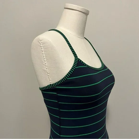 Lululemon Power Y Tank Top Stripe Green Bean Inkwell Navy - Picture 8 of 14
